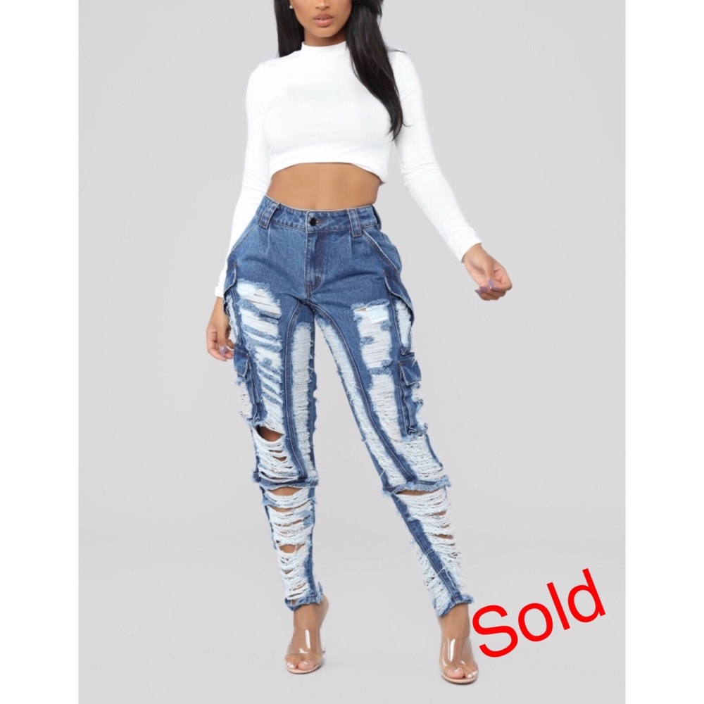 SOLD Matter A Fact Distressed Cargo Jeans
